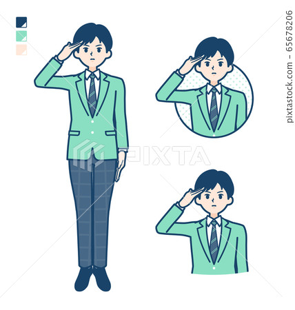 男人 學生 敬禮-插圖素材 [65678206] - PIXTA圖庫