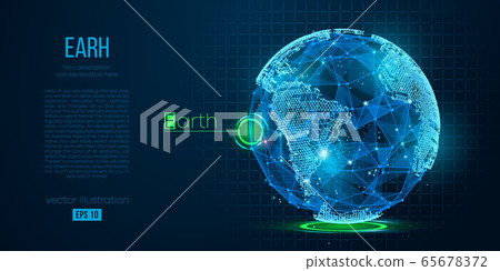 Abstract Earth planet vector wire frame concept. Holographic low poly, vector. Thanks for watching) Abstract Earth planet vector wire frame concept. Holographic low poly, vector. Thanks for watching) 65678372
