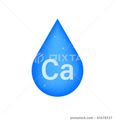 Blue calcium on white background. Calcium mineral. Ca pill capsule. Vector stock illustration. 65678537