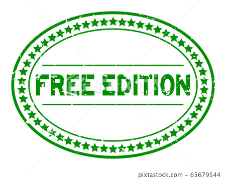 Grunge green free edition word oval rubber seal stamp on white background Grunge green free edition word oval rubber seal stamp on white background 65679544