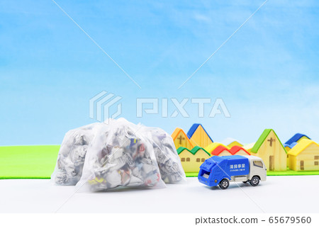 Garbage truck, garbage bag, garbage collection image 65679560
