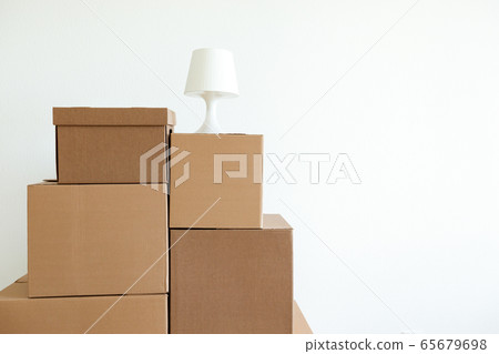 Cardboard boxes for moving in interior apartment, Cardboard boxes for moving in interior apartment, 65679698