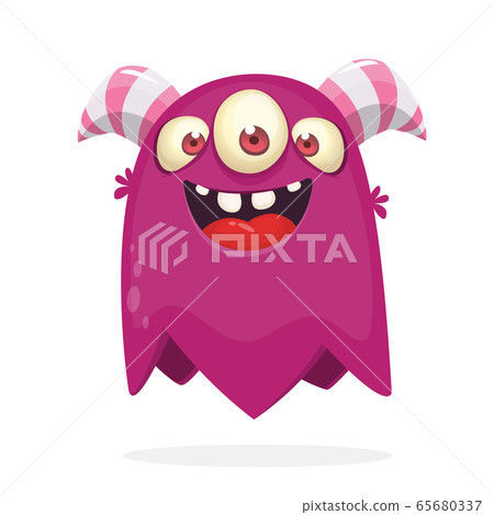 Pink funny happy cartoon monster.Pink vector alien Pink funny happy cartoon monster.Pink vector alien 65680337
