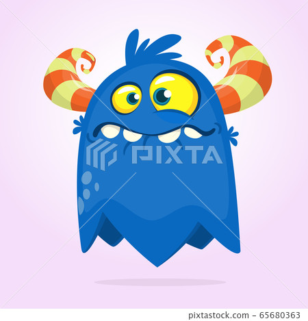 Funny cartoon flying monster. Vector illustration 65680363