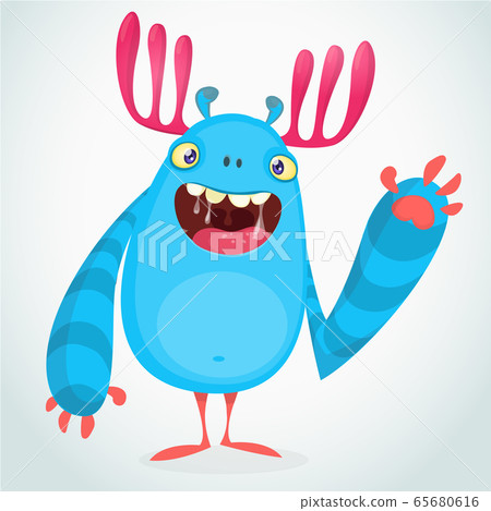 Funny cool cartoon monster with big horns. Vector Funny cool cartoon monster with big horns. Vector 65680616
