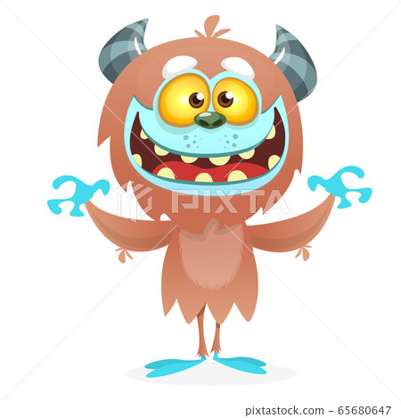 Cute cartoon monster yeti. Vector bigfoot 65680647