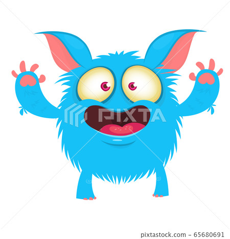 Funny cartoon monster character with big horns. Vector illustrations Funny cartoon monster character with big horns. Vector illustrations 65680691