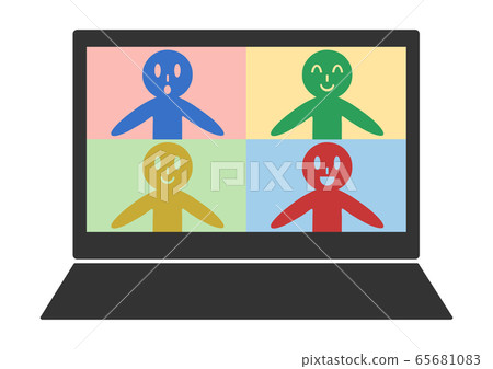 Online meeting laptop screen illustration 65681083