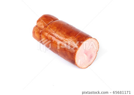 chicken meat roulade, isolated on a white background chicken meat roulade, isolated on a white background 65681171