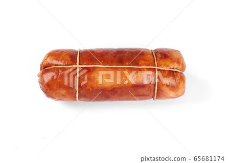 chicken meat roulade, isolated on a white background chicken meat roulade, isolated on a white background 65681174