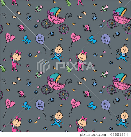 Vector seamless pattern with baby elements - Stock Illustration ...