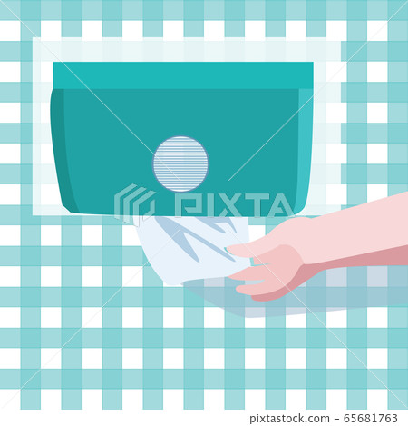 Symbol of hand taking white paper from holder  65681763