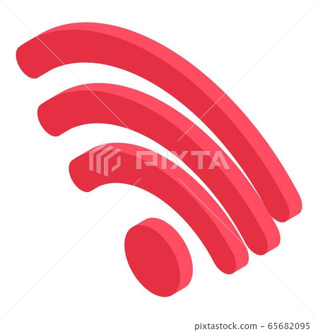 Red wifi icon, isometric style Red wifi icon, isometric style 65682095