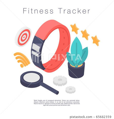 Fitness tracker concept banner, isometric style 65682359