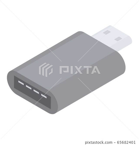 Usb type c adapter icon, isometric style Usb type c adapter icon, isometric style 65682401