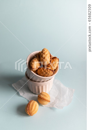 Homemade shortbread cookies with copyspace on a 65682509