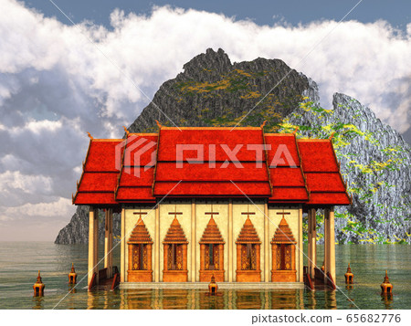Sun temple - Buddhist shrine in the Himalayas 3d rendering Sun temple - Buddhist shrine in the Himalayas 3d rendering 65682776