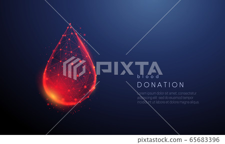 Abstract low poly falling drop of blood - Stock Illustration [65683396 ...
