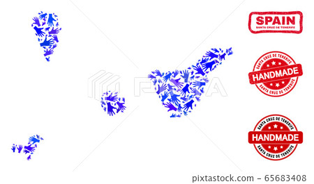 Hand Composition of Santa Cruz De Tenerife Province Map and Grunge Handmade Seals Hand Composition of Santa Cruz De Tenerife Province Map and Grunge Handmade Seals 65683408