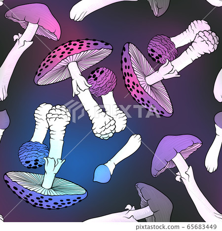 Seamless pattern, background with miraculous, hallucinogenic plants 65683449