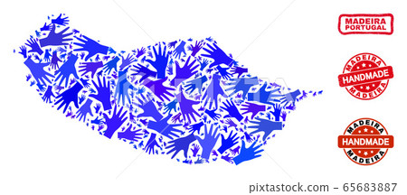Hand Composition of Madeira Map and Distress Handmade Seals 65683887