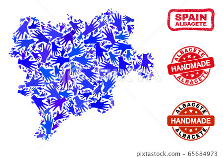 Hand Composition of Albacete Province Map and Distress Handmade Stamps Hand Composition of Albacete Province Map and Distress Handmade Stamps 65684973