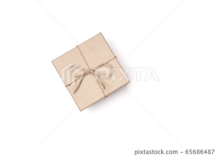 flat lay craft box isolated on white  65686487