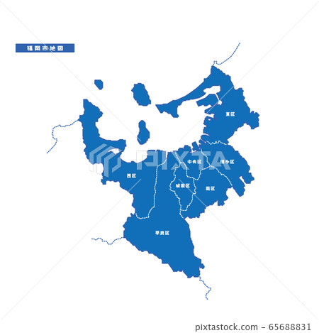 Fukuoka city map simple blue city 65688831