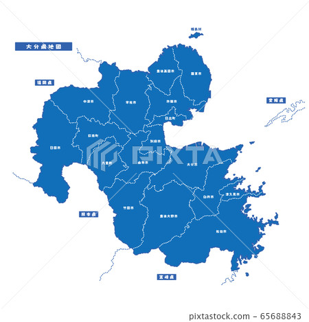 Oita Prefecture Map Simple Blue City 65688843