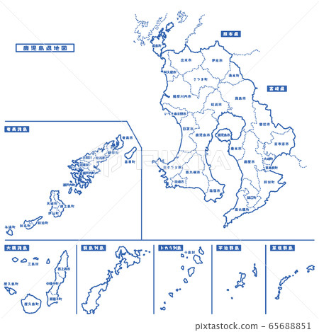 Kagoshima Prefecture Map Simple White Map Municipalities 65688851