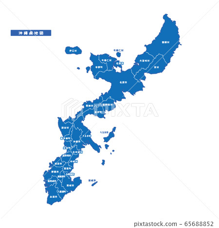 Okinawa prefecture map simple blue city - Stock Illustration [65688852 ...