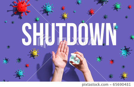 Shutdown theme with hand sanitizer Shutdown theme with hand sanitizer 65690481