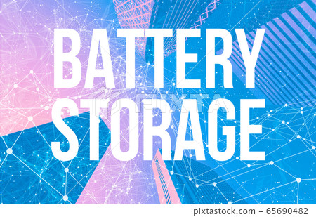 Battery Storage theme with abstract patterns and skyscrapers Battery Storage theme with abstract patterns and skyscrapers 65690482