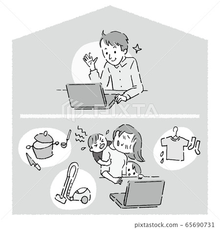 遠程工作共同邪惡的單色 遠程工作共同邪惡的單色 65690731