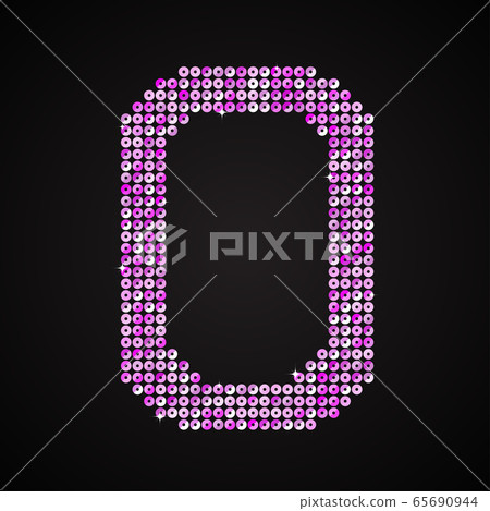 Vector purple pink glitter sequins dots letter - O 65690944