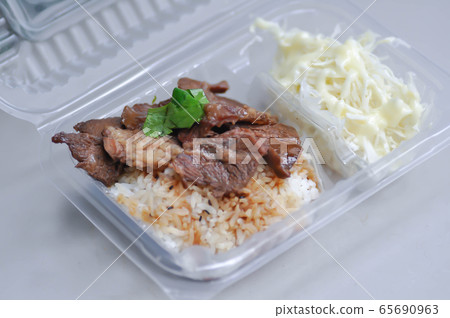 grilled pork or roasted pork with rice 65690963