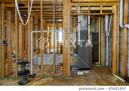 Bathroom shower under plumbing connecting 65691805