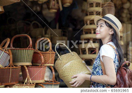 Asian girl, travel and shopping in traditional Asian girl, travel and shopping in traditional 65691965