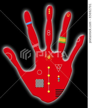 Patterned red hand - Stock Illustration [65692701] - PIXTA