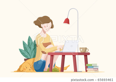 Work from home flat illustration Work from home flat illustration 65693461