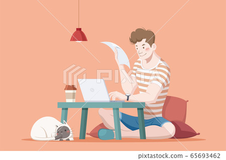 Work from home flat illustration 65693462