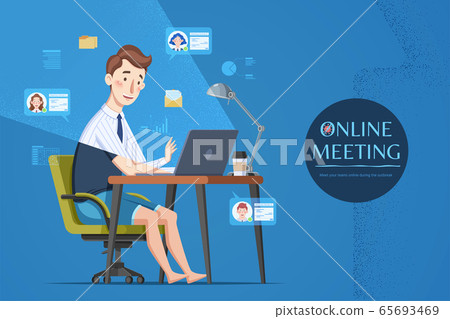 Man attending online meeting Man attending online meeting 65693469