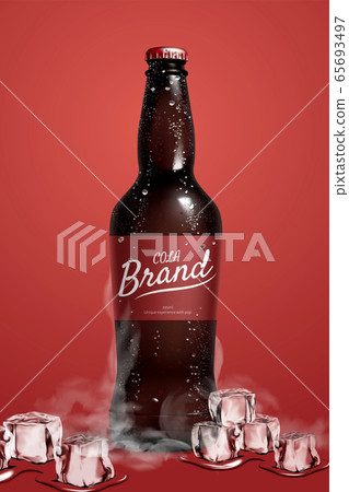 Download Cola Bottle Mock Up With Ice Blocks Stock Illustration 65693497 Pixta