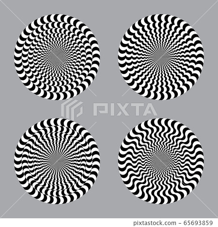set of geometric optical illusion. white and black 65693859