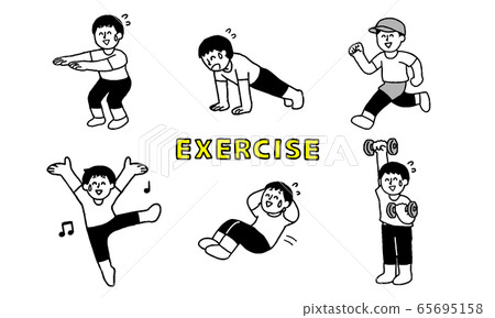 Exercise wear with fun, training wear to train the body Men set with letters (simple) Exercise wear with fun, training wear to train the body Men set with letters (simple) 65695158