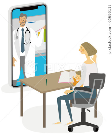 在線醫療健康檢查研討會插畫矢量 在線醫療健康檢查研討會插畫矢量 65696115