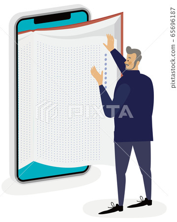E-book electronic dictionary male search illustration vector 65696187
