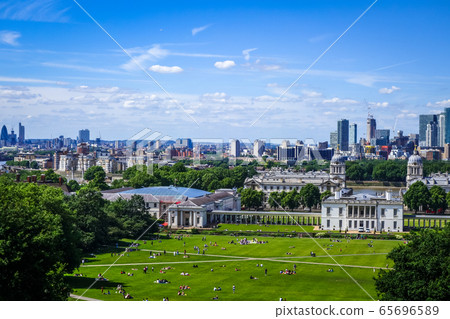 Canary Wharf view from Greenwich Park, London, Canary Wharf view from Greenwich Park, London, 65696589