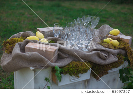 Wedding on a plate green background and a Wedding on a plate green background and a 65697297