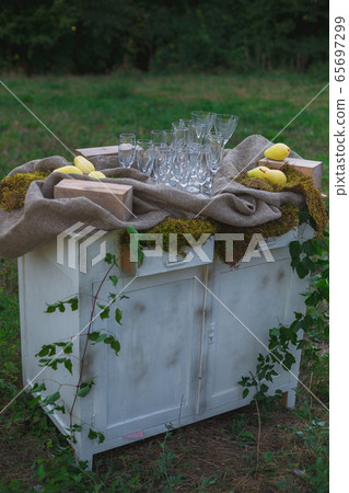 Wedding on a plate green background and a Wedding on a plate green background and a 65697299